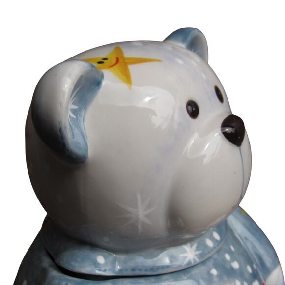 APPLETREE BEAR COOKIE JAR BEARY MERRY CHRISTMAS SNOWFLAKE SNOWMAN - Picture 8 of 9
